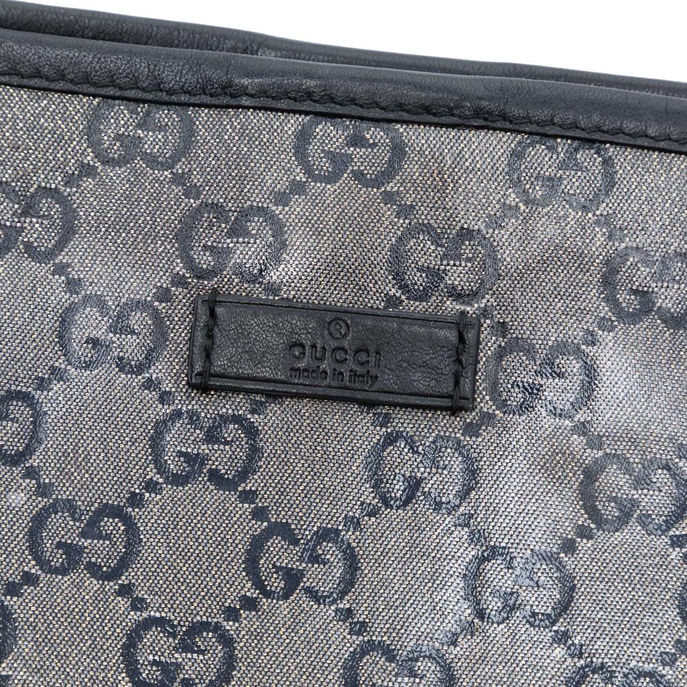 Gucci AB Gucci Gray Coated Canvas Fabric Medium GG Crystal Joy Tote Italy