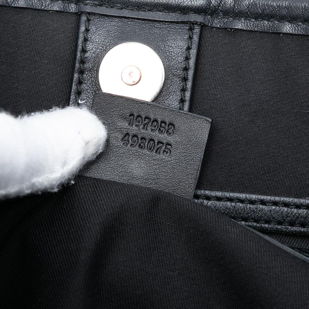 Gucci AB Gucci Gray Coated Canvas Fabric Medium GG Crystal Joy Tote Italy