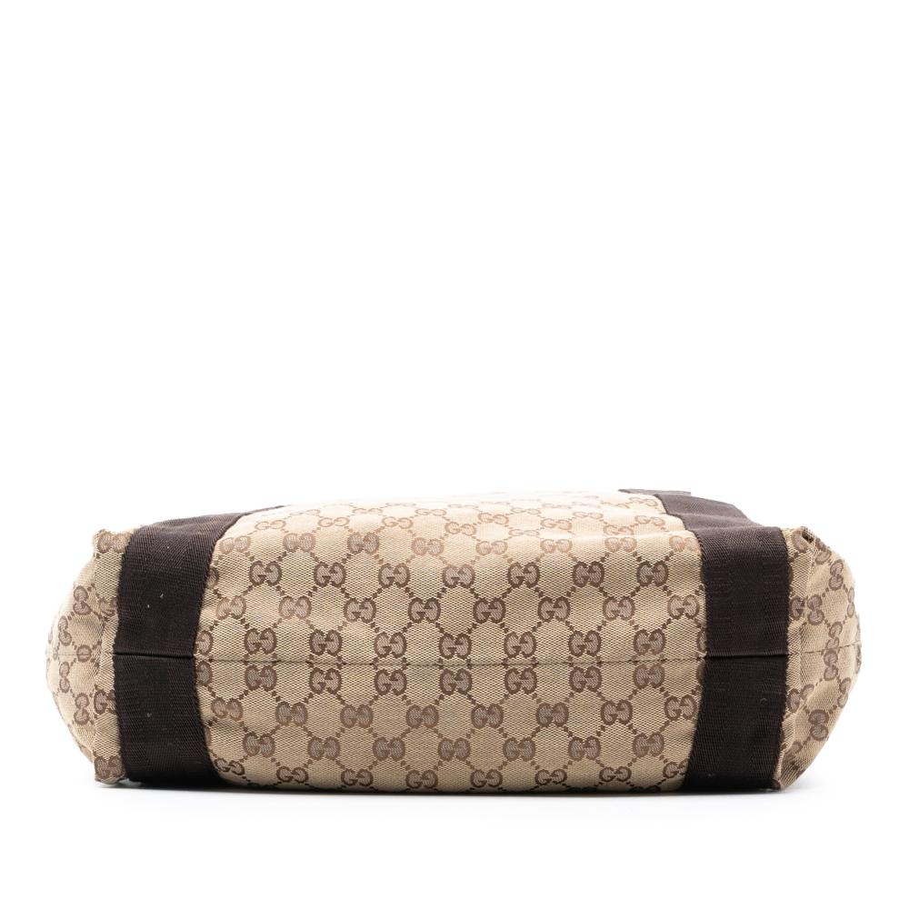 Gucci AB Gucci Brown Beige Canvas Fabric GG Tote Italy