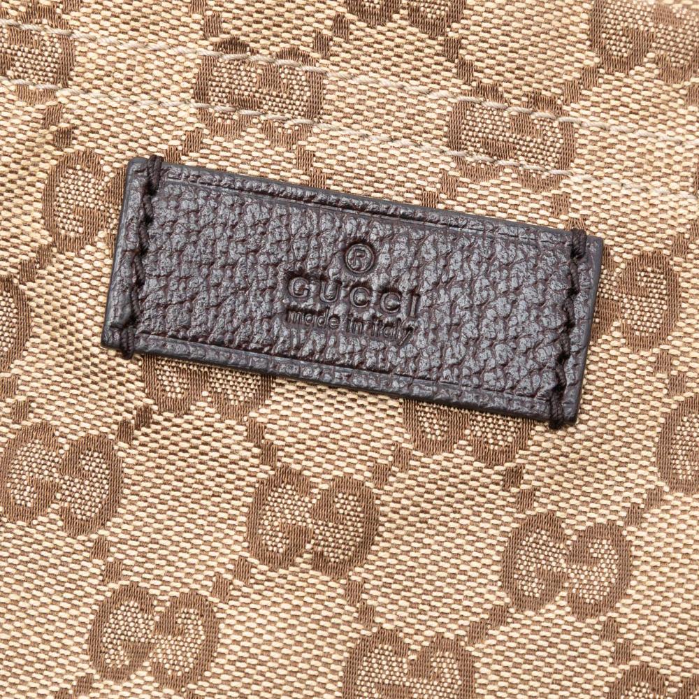 Gucci AB Gucci Brown Beige Canvas Fabric GG Tote Italy
