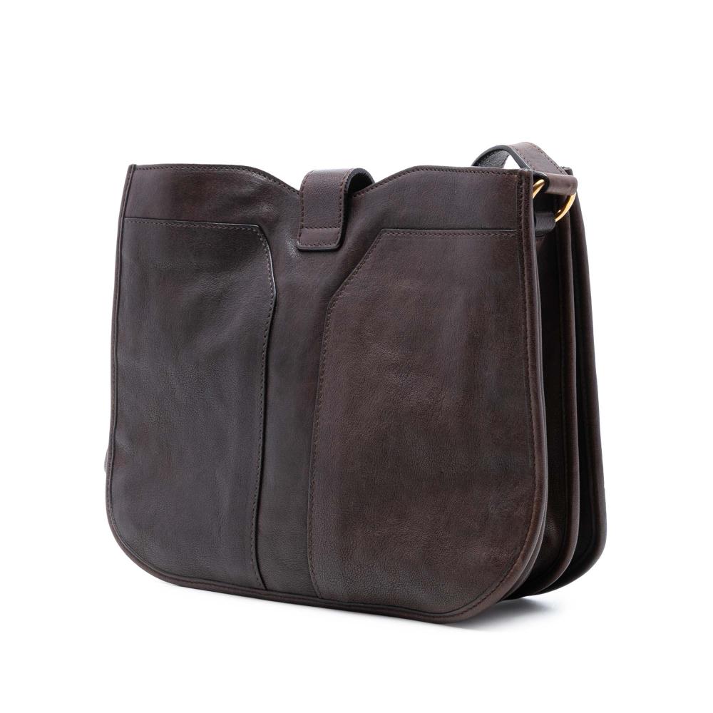 Saint Laurent B Saint Laurent Brown Dark Brown Calf Leather Medium Cabas Chyc Crossbody Italy