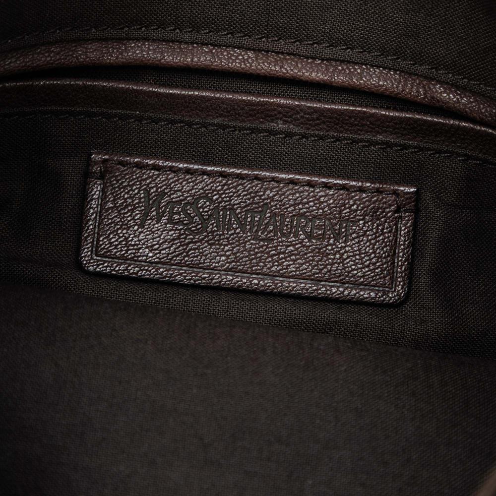 Saint Laurent B Saint Laurent Brown Dark Brown Calf Leather Medium Cabas Chyc Crossbody Italy