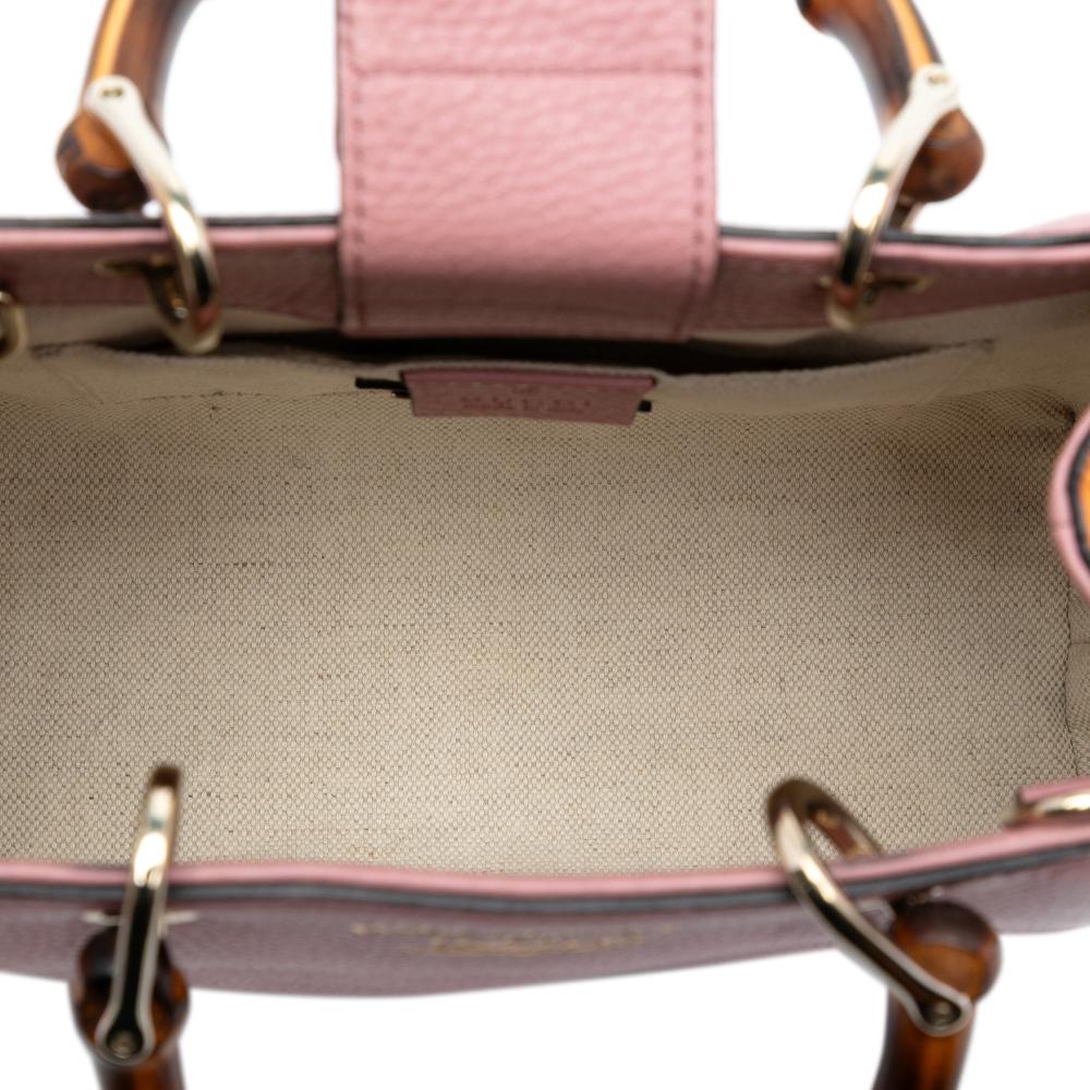 Gucci AB Gucci Pink Calf Leather Mini Bicolor skin Bamboo Shopper Satchel Italy