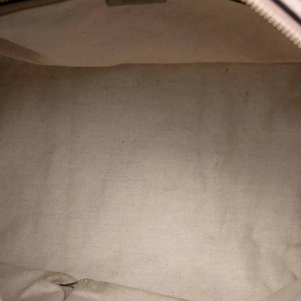 Gucci AB Gucci Brown Beige Canvas Fabric Medium GG Web Joy Boston Bag Italy