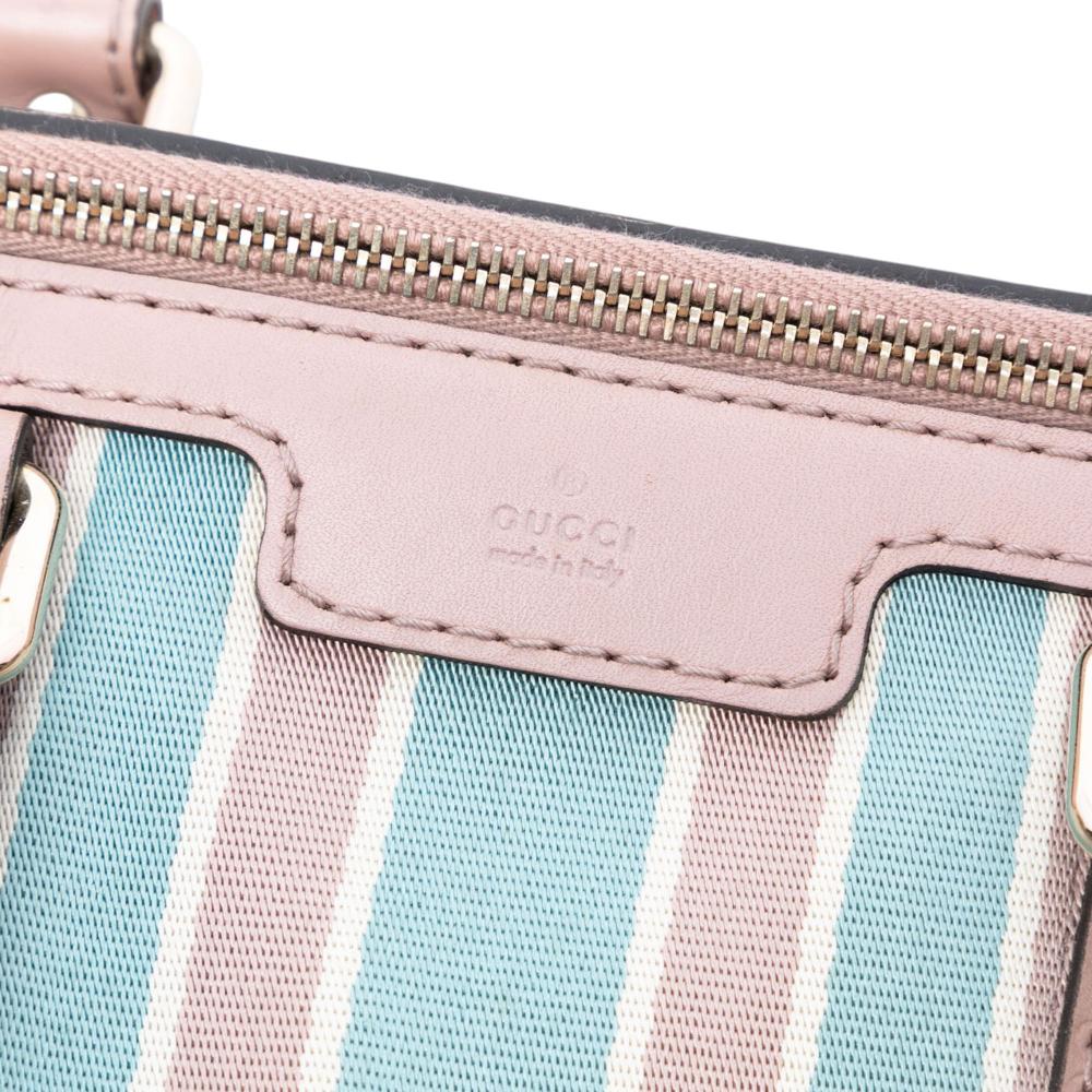 Gucci AB Gucci Brown Beige Canvas Fabric Medium GG Web Joy Boston Bag Italy