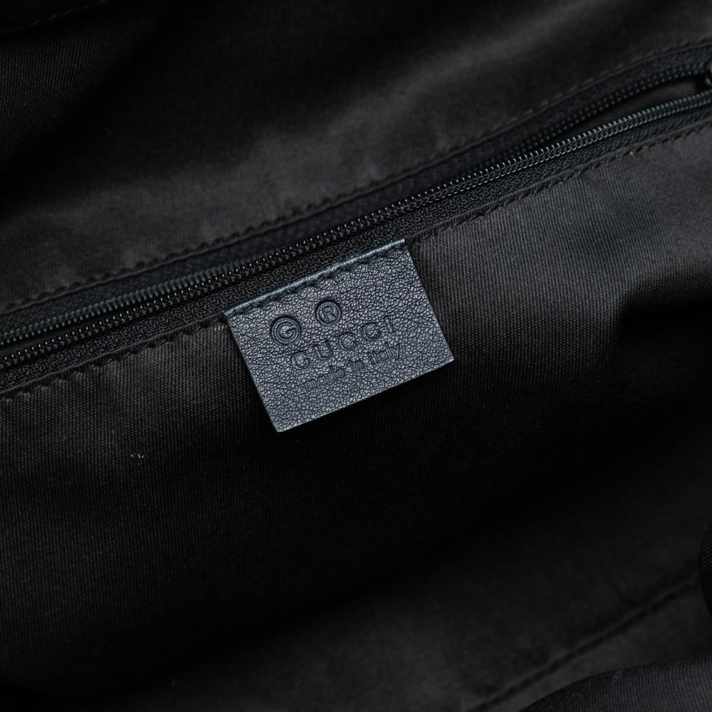 Gucci B Gucci Brown Beige with Blue Calf Leather GG Canvas Sukey Satchel Italy