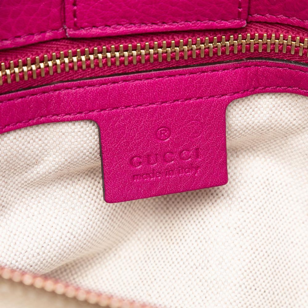 Gucci B Gucci Pink Hot Pink Calf Leather Medium skin Bamboo Shopper Satchel Italy