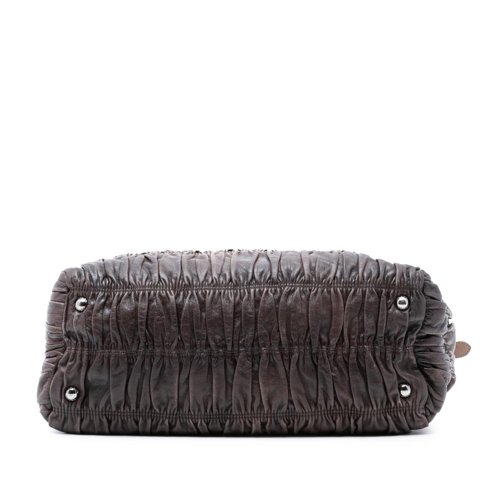 Prada B Prada Brown Nappa Leather Leather Nappa Gaufre Ombre Satchel Italy