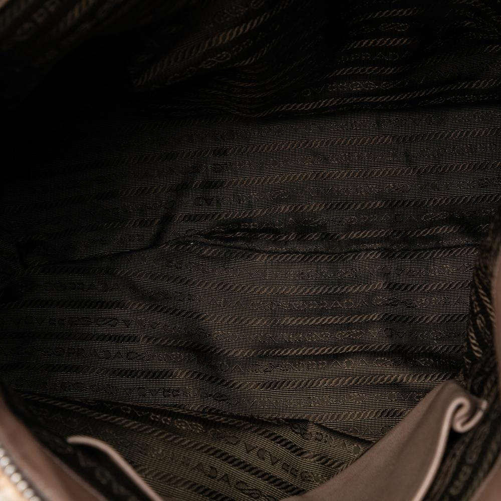 Prada B Prada Brown Nappa Leather Leather Nappa Gaufre Ombre Satchel Italy