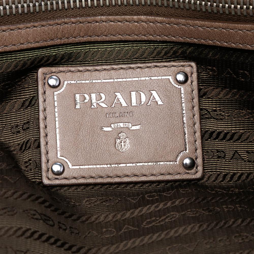 Prada B Prada Brown Nappa Leather Leather Nappa Gaufre Ombre Satchel Italy