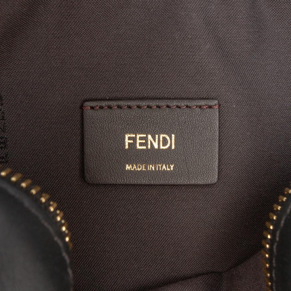 Fendi AB Fendi Brown Coated Canvas Fabric Glazed Vitello Century FF 1974 Camera Bag Italy