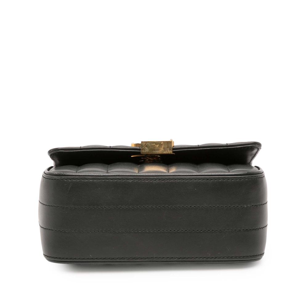 Saint Laurent AB Saint Laurent Black Lambskin Leather Leather Small Lambskin Monogram Vicky Chain Bag Italy