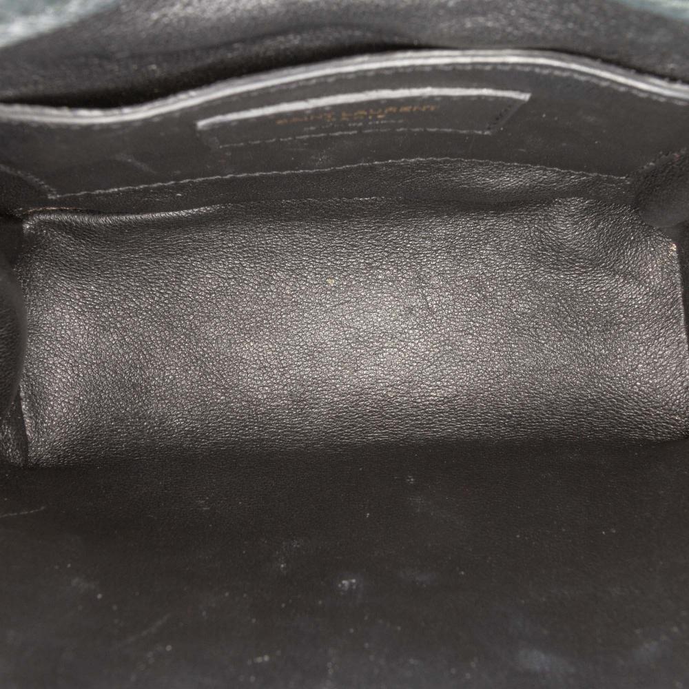 Saint Laurent AB Saint Laurent Black Lambskin Leather Leather Small Lambskin Monogram Vicky Chain Bag Italy