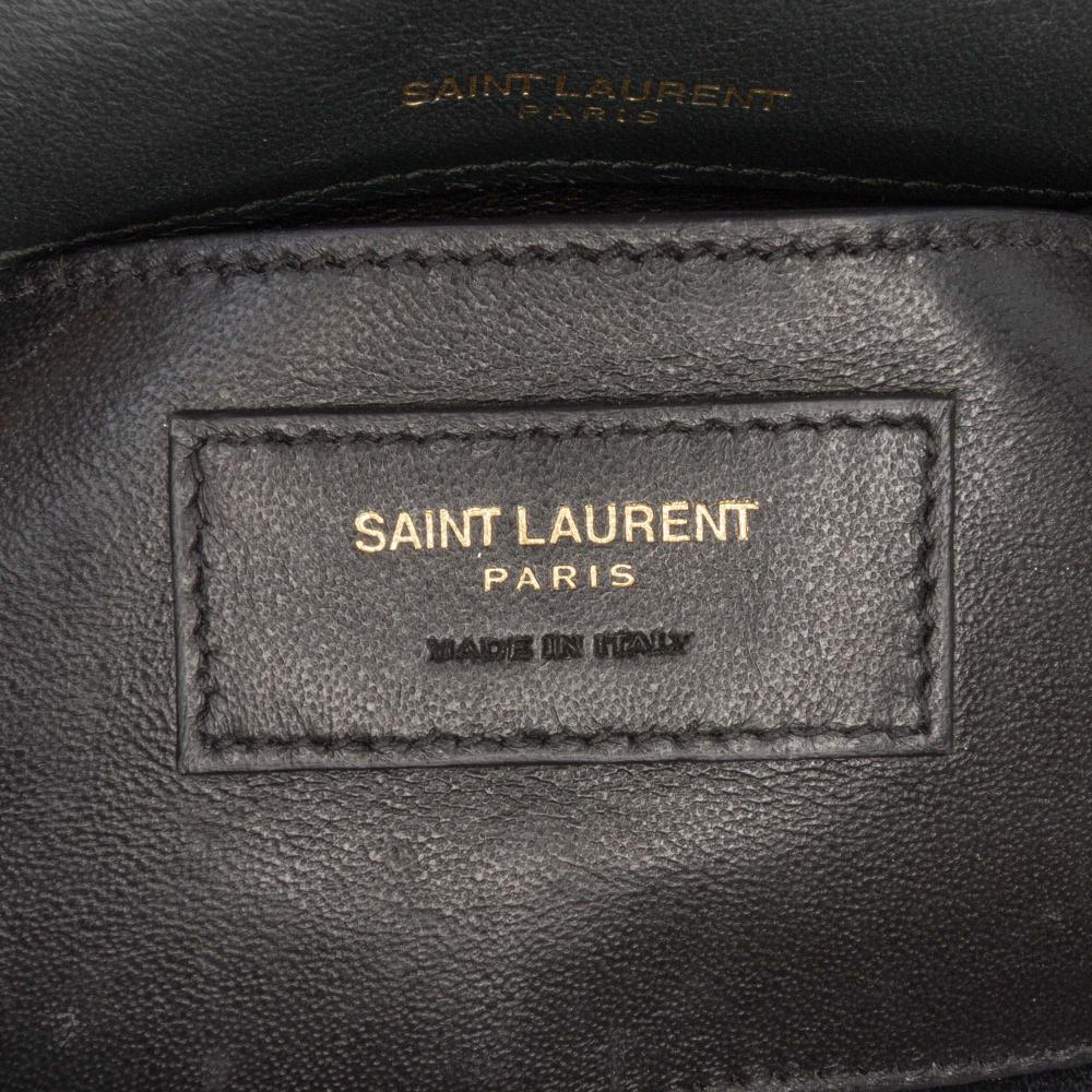 Saint Laurent AB Saint Laurent Black Lambskin Leather Leather Small Lambskin Monogram Vicky Chain Bag Italy