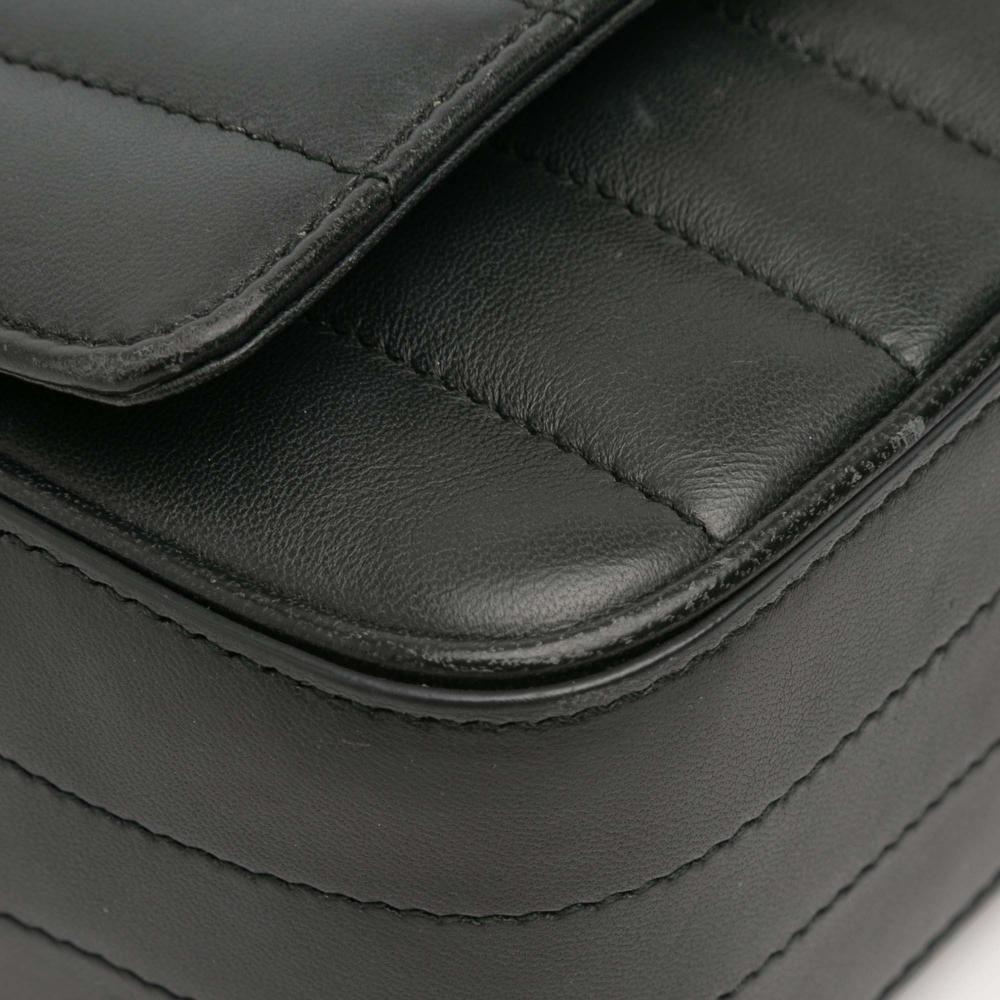 Saint Laurent AB Saint Laurent Black Lambskin Leather Leather Small Lambskin Monogram Vicky Chain Bag Italy