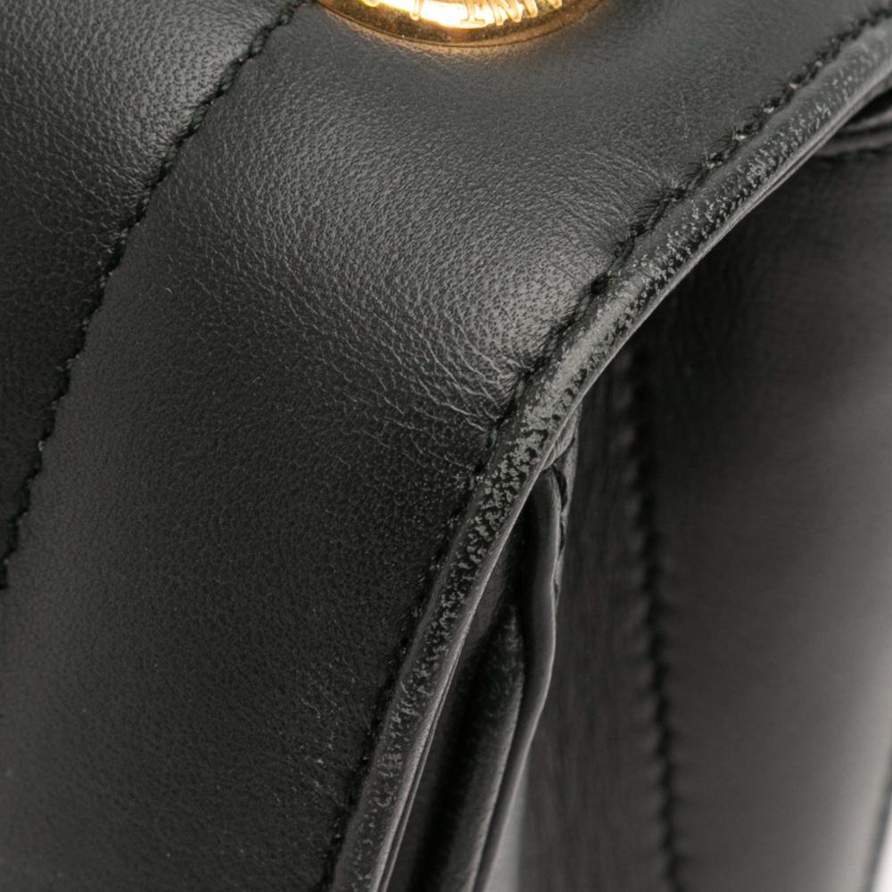 Saint Laurent AB Saint Laurent Black Lambskin Leather Leather Small Lambskin Monogram Vicky Chain Bag Italy