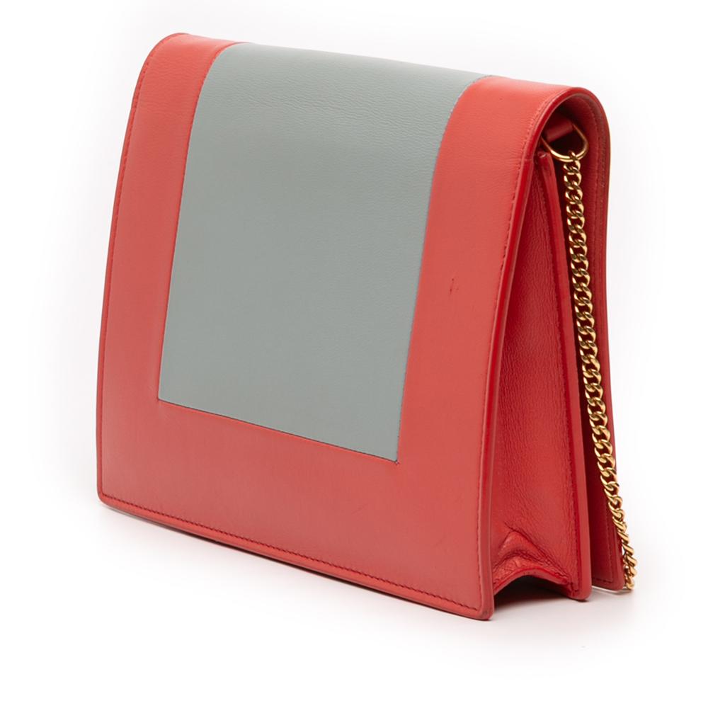 Celine B Celine Red Calf Leather Frame Wallet on Chain Italy