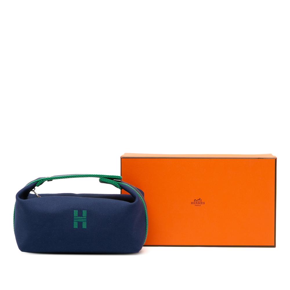 Hermès AB Hermès Blue Dark Blue Canvas Fabric Small Toile Bride A Brac Case France