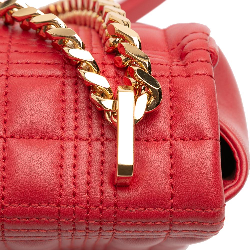 Burberry B Burberry Red Lambskin Leather Leather Small Quilted Lambskin Lola Crossbody Italy