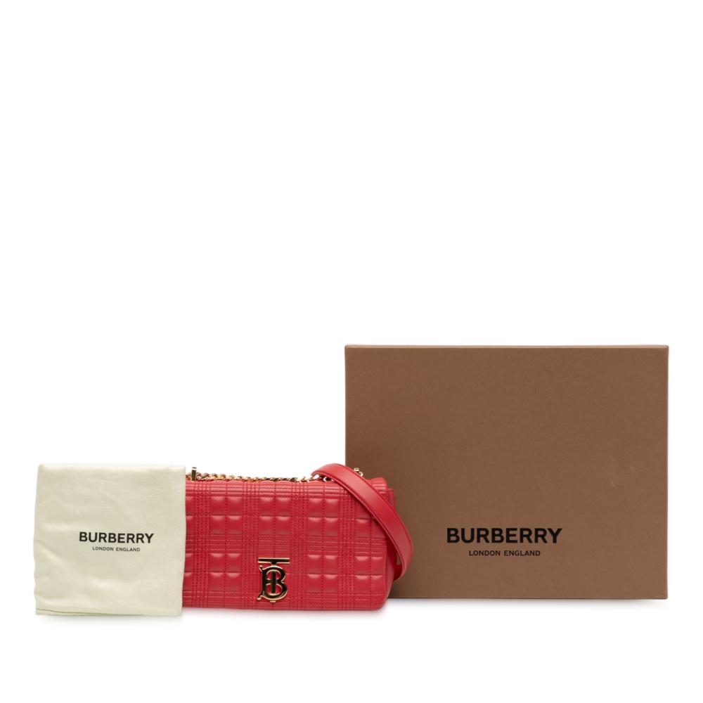 Burberry B Burberry Red Lambskin Leather Leather Small Quilted Lambskin Lola Crossbody Italy