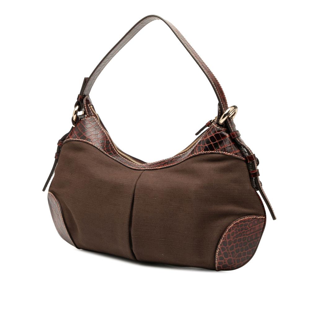 Celine B Celine Brown Dark Brown Canvas Fabric Hobo China
