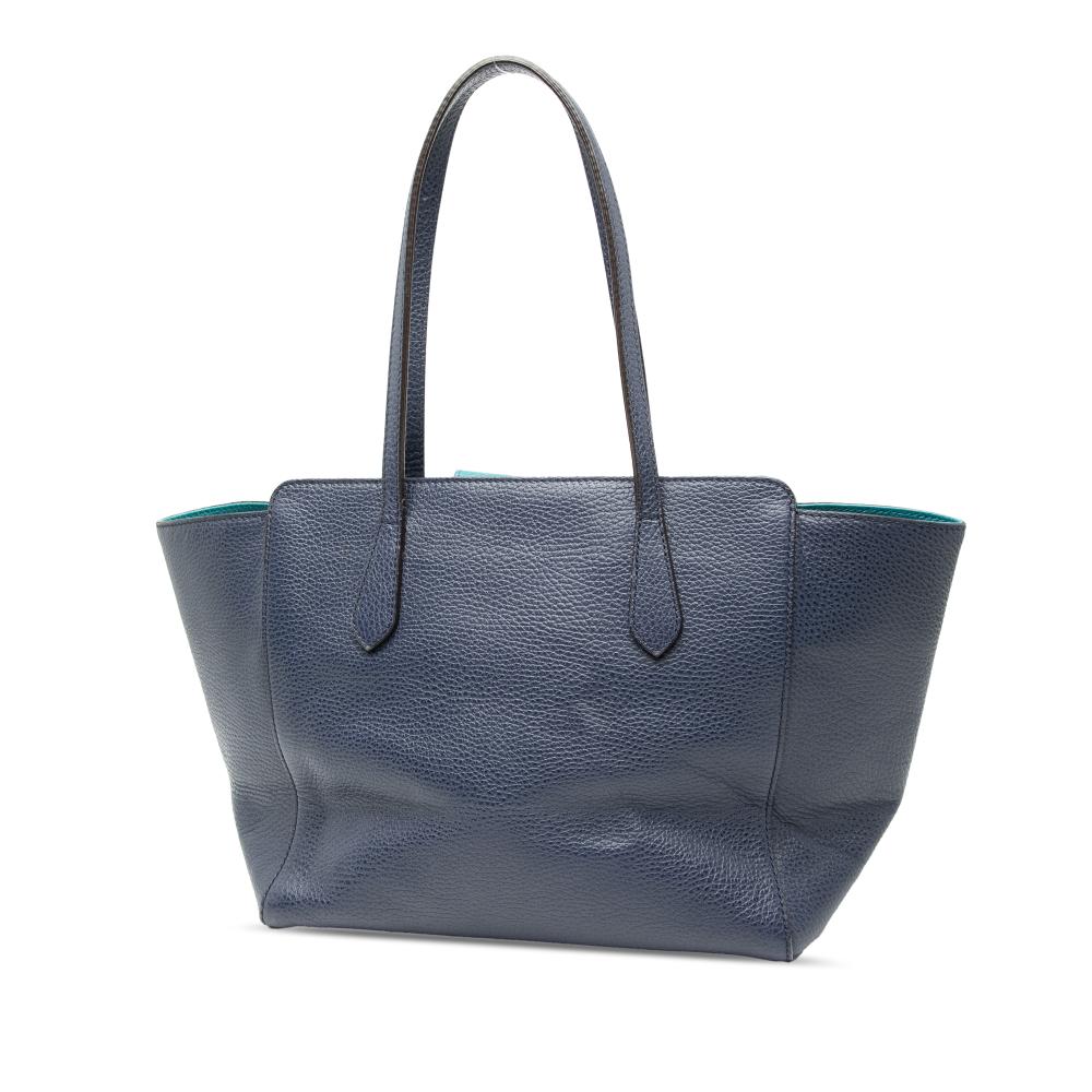 Gucci B Gucci Blue Navy Calf Leather Medium Swing Tote Italy