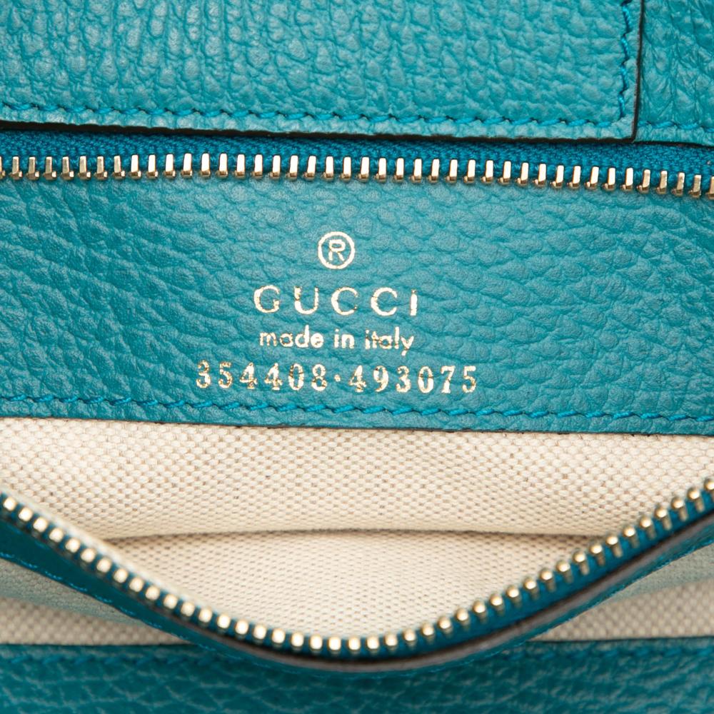 Gucci B Gucci Blue Navy Calf Leather Medium Swing Tote Italy