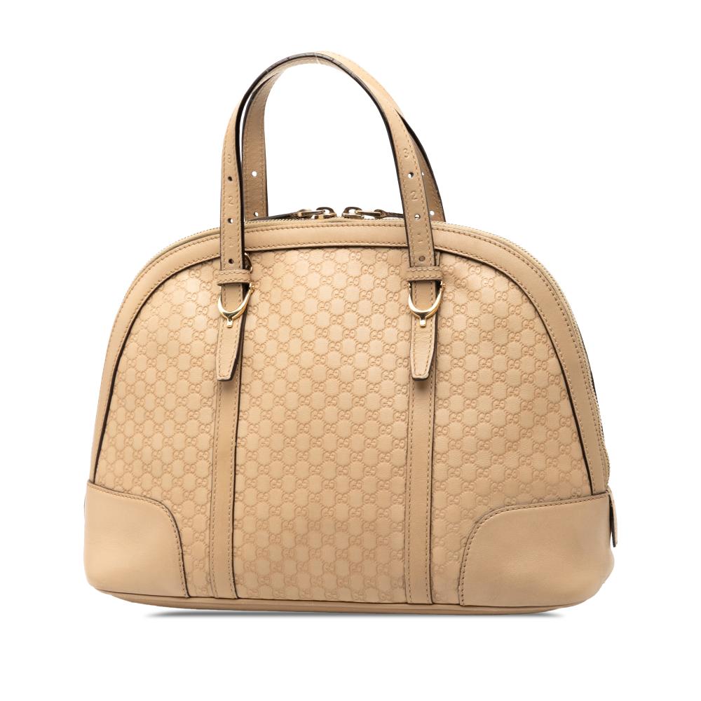 Gucci B Gucci Brown Beige Calf Leather Small Microguccissima Nice Dome Satchel Italy