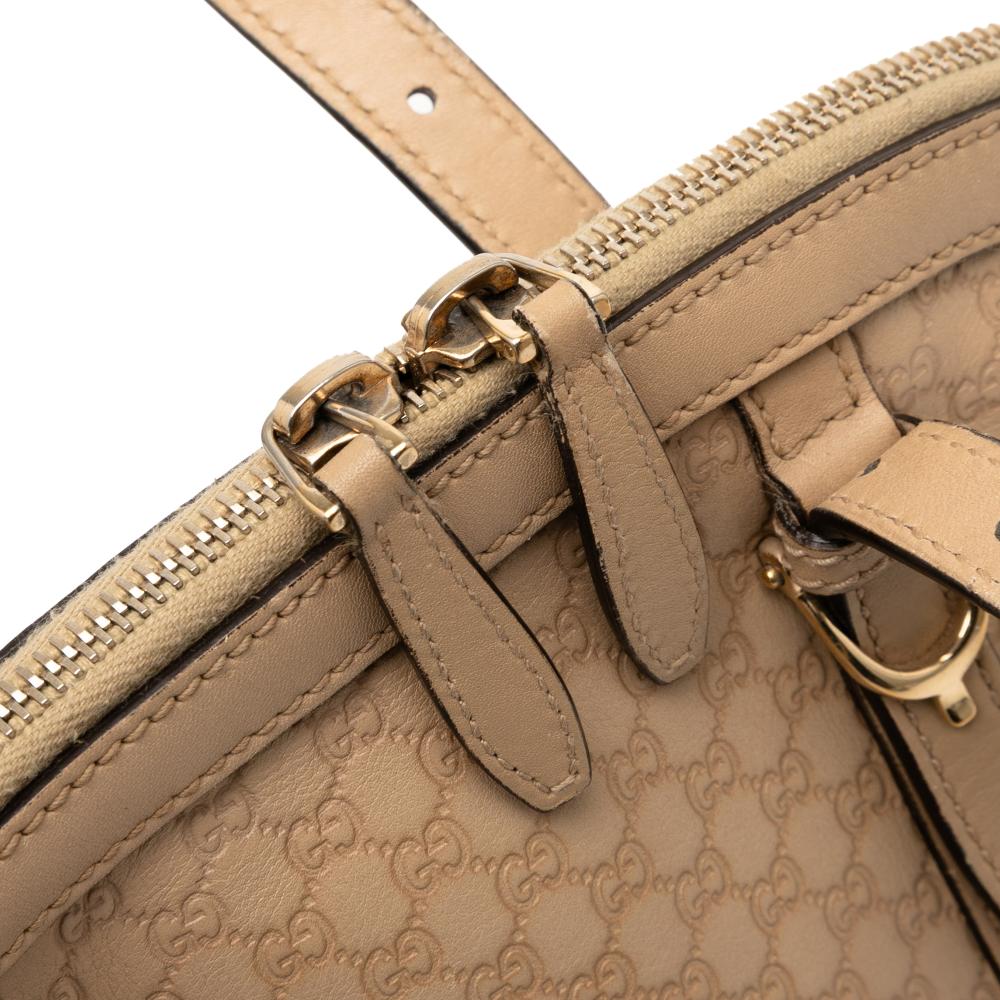 Gucci B Gucci Brown Beige Calf Leather Small Microguccissima Nice Dome Satchel Italy