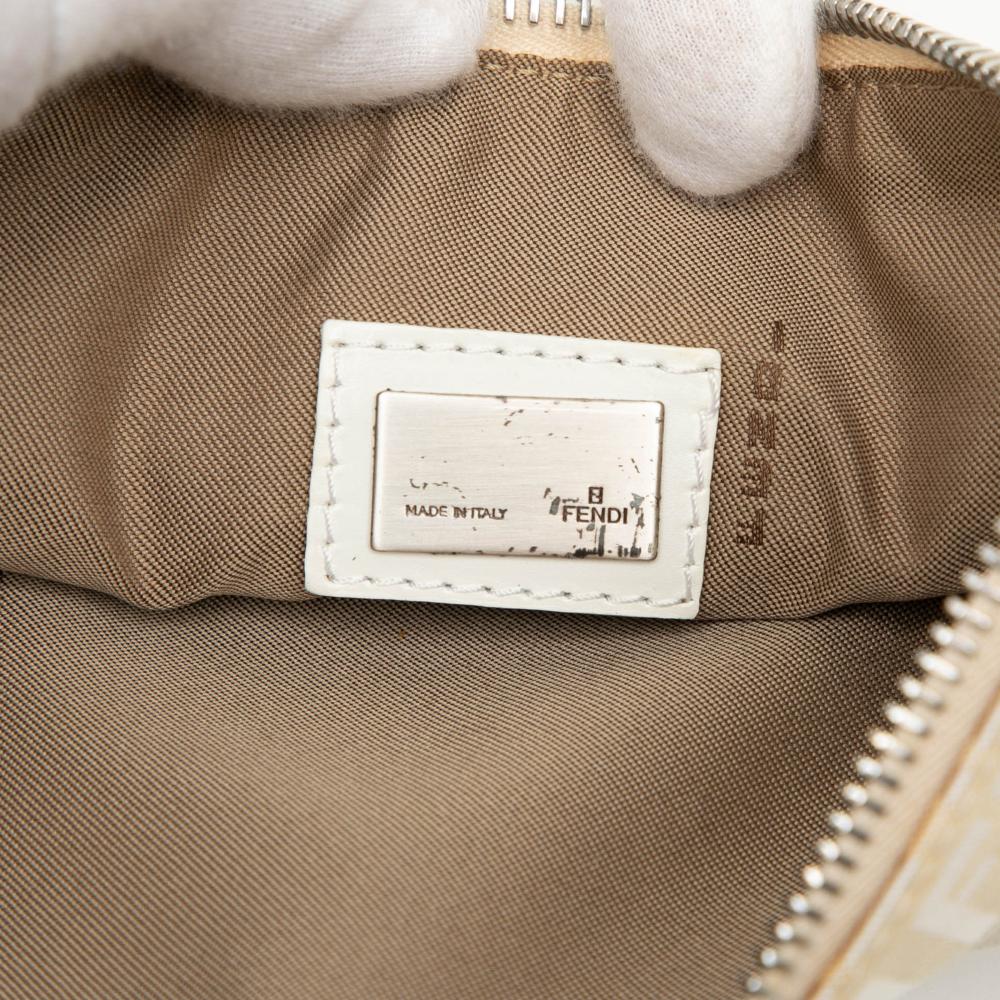Fendi B Fendi Brown Light Beige Canvas Fabric Zucchino Shoulder Bag Italy