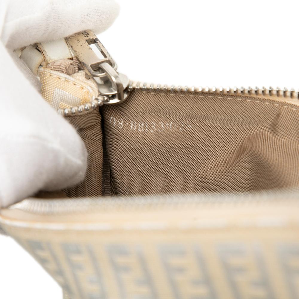 Fendi B Fendi Brown Light Beige Canvas Fabric Zucchino Shoulder Bag Italy