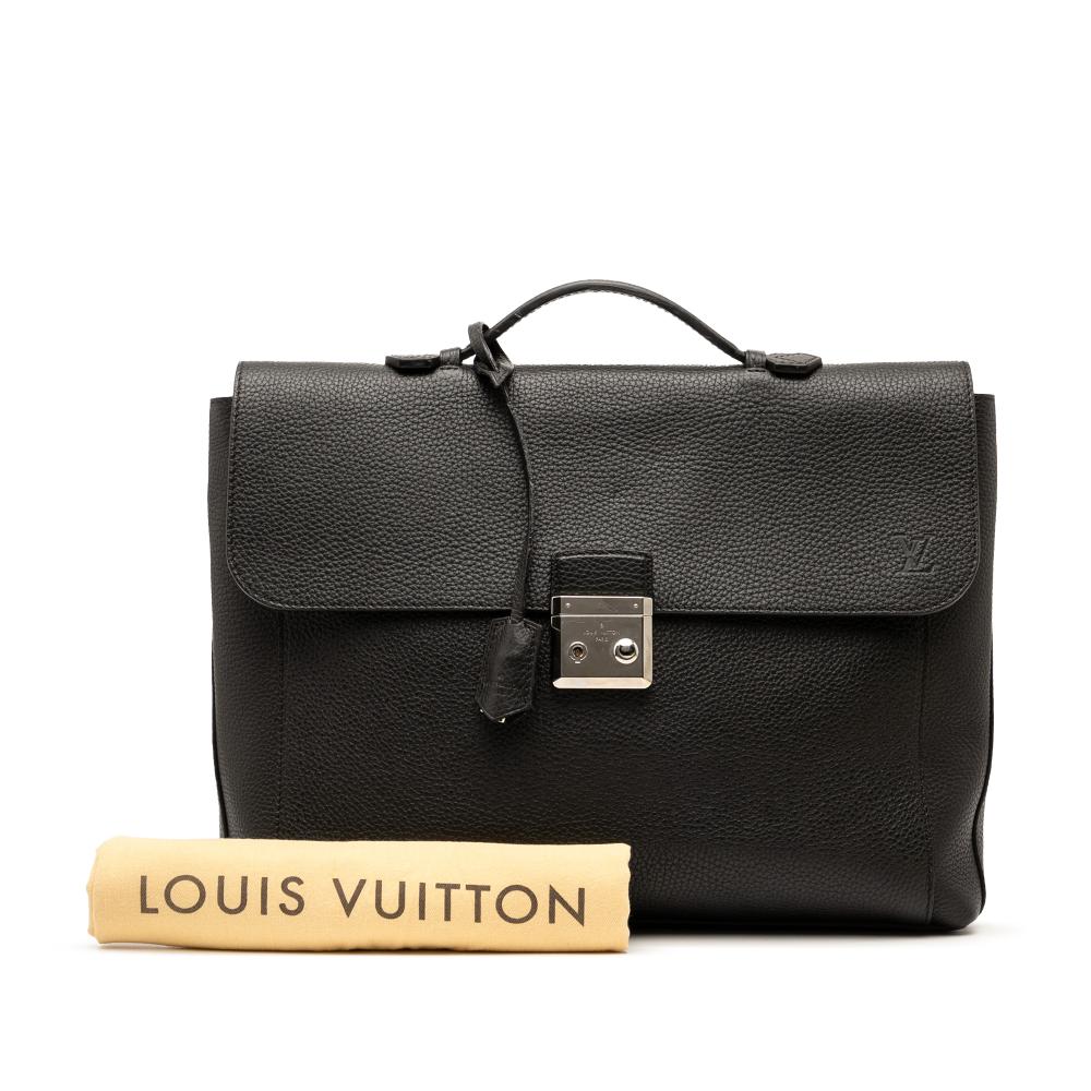 Louis Vuitton B Louis Vuitton Black Calf Leather Taurillon Serviette Dorian Briefcase France