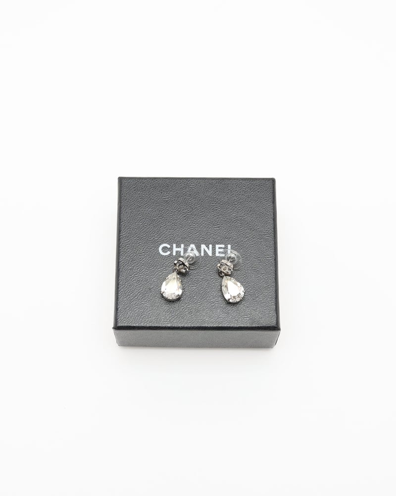 Chanel Coco Mark Dangling Rhinestone Earrings