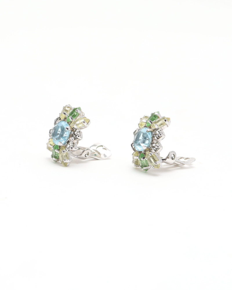 Christian Dior Colored Rhinestone Clip-on Earrings