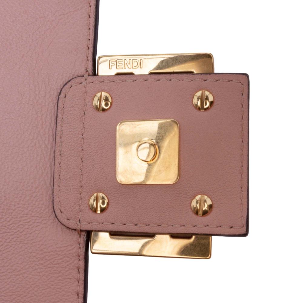 Fendi B Fendi Pink Salmon Calf Leather Medium Embossed FF Baguette Satchel Italy