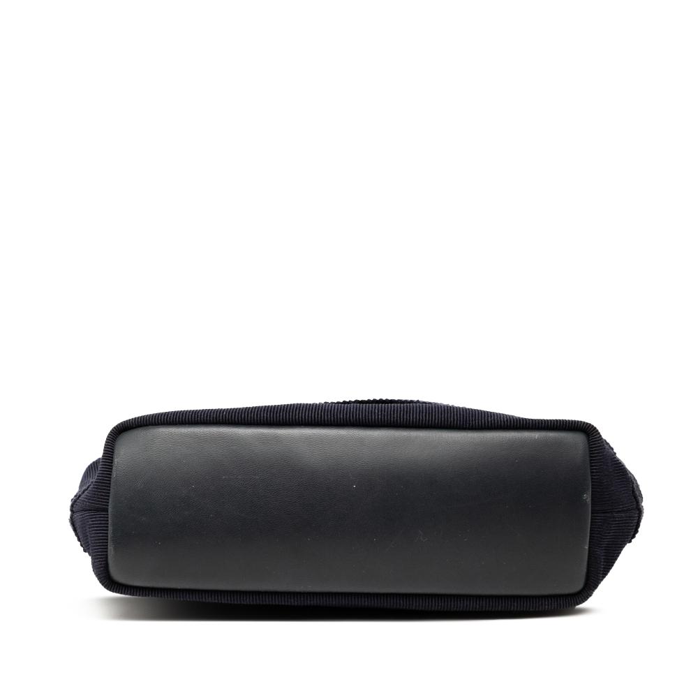 Ferragamo B Ferragamo Black Nylon Fabric Tiered Grosgrain Vara Satchel Italy