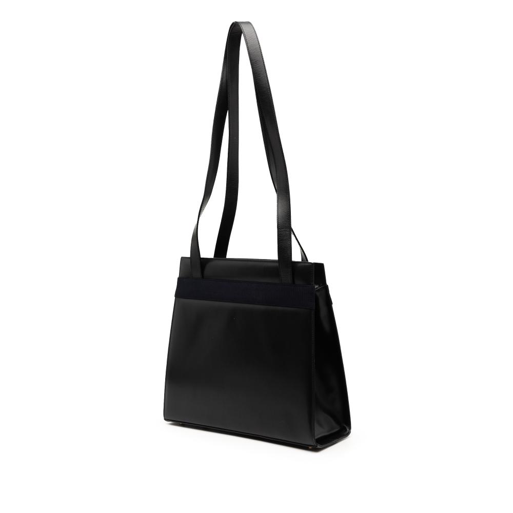Ferragamo B Ferragamo Black Calf Leather Vara Bow Shoulder Bag Italy