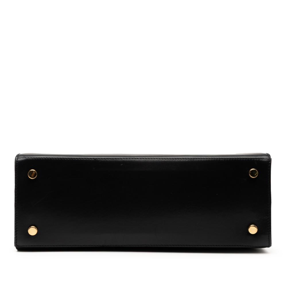 Ferragamo B Ferragamo Black Calf Leather Vara Bow Shoulder Bag Italy