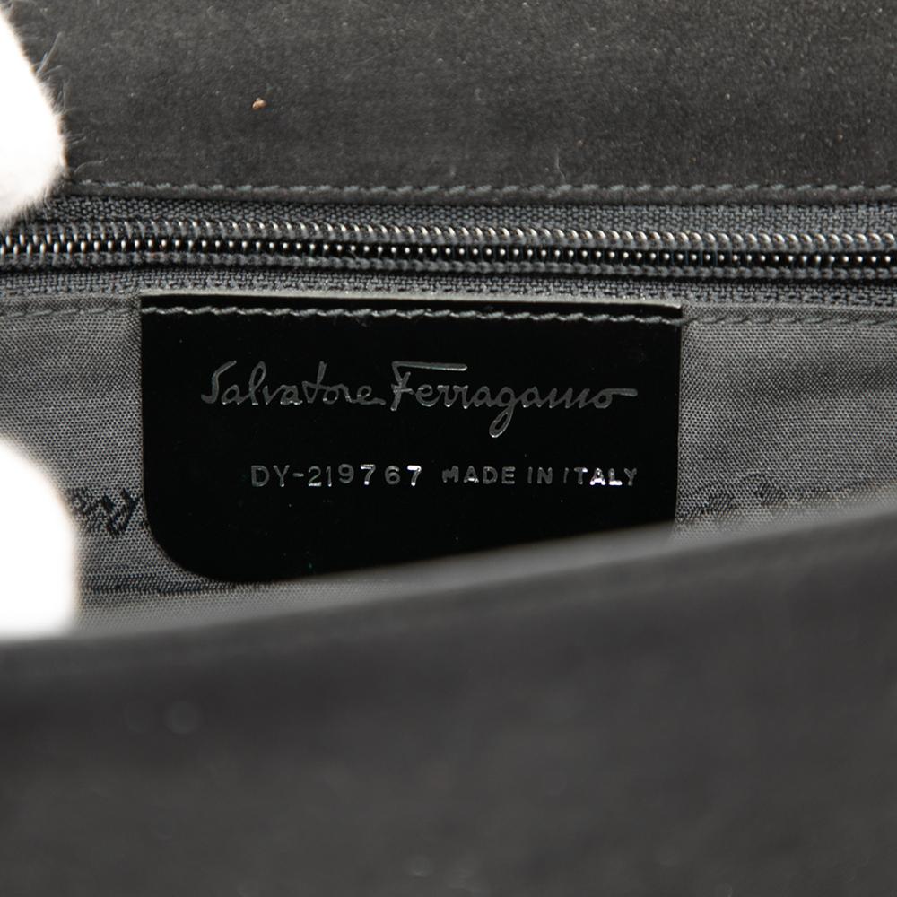 Ferragamo B Ferragamo Black Suede Leather Satchel Italy