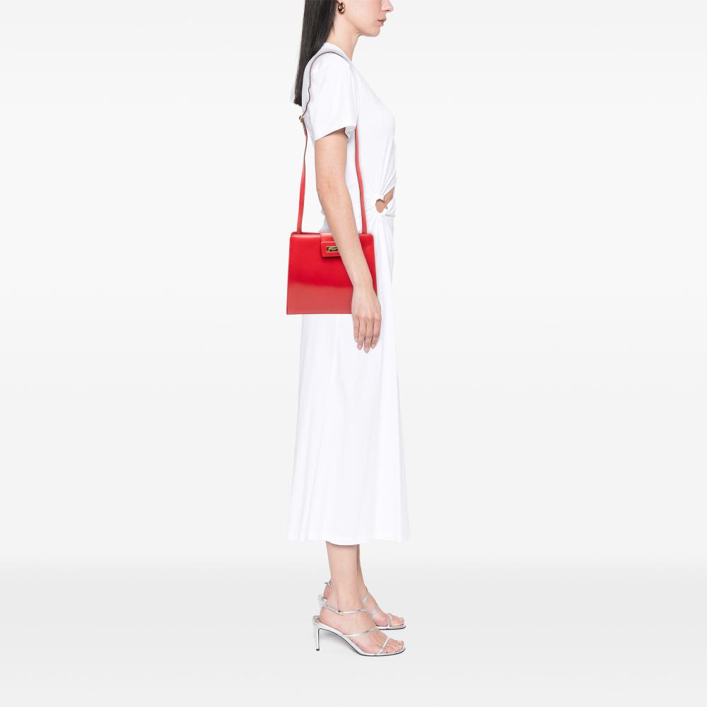 Ferragamo B Ferragamo Red Calf Leather Crossbody Italy