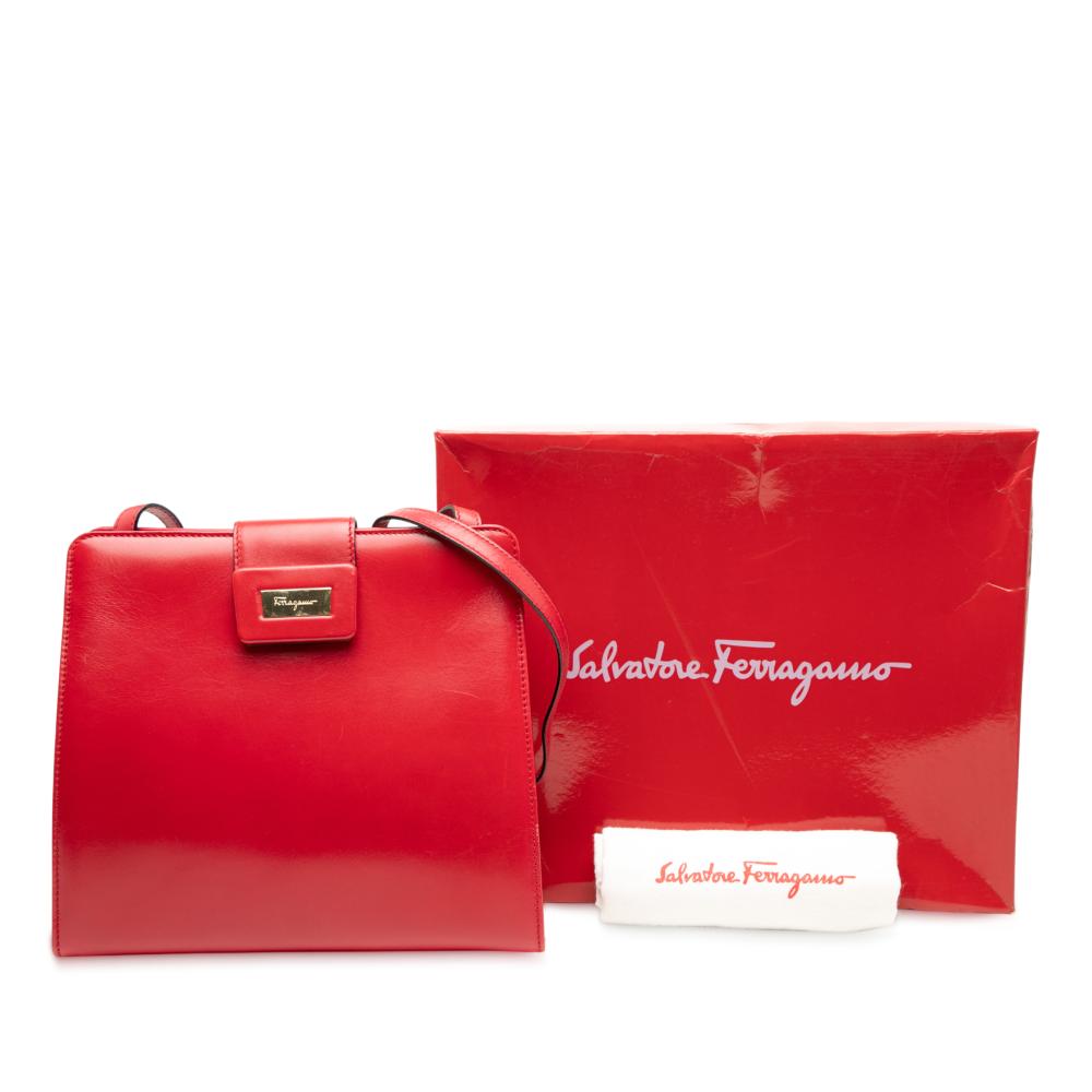 Ferragamo B Ferragamo Red Calf Leather Crossbody Italy