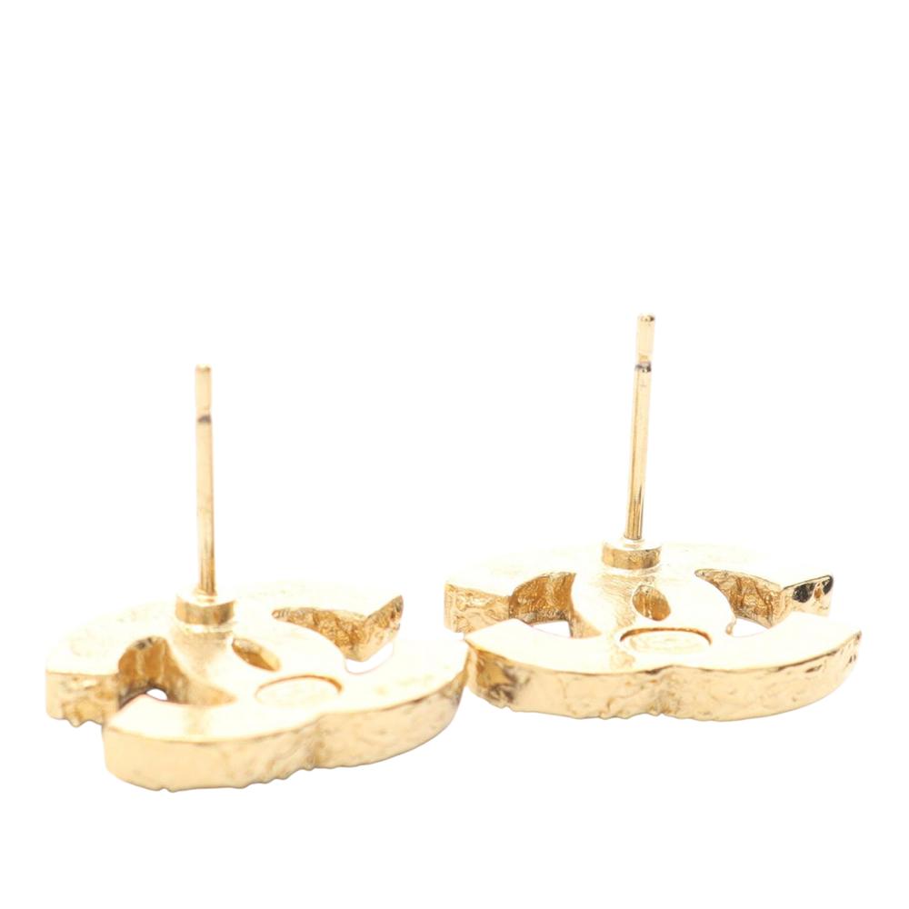 Chanel AB Chanel Black Gold Plated Metal CC Resin and Push Back Earrings France