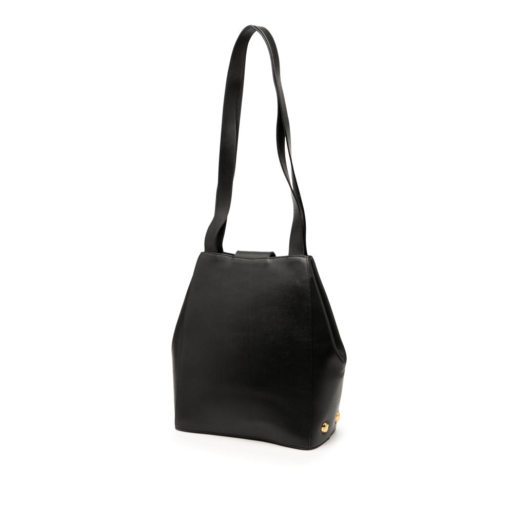 Ferragamo B Ferragamo Black Calf Leather Shoulder Bag Italy
