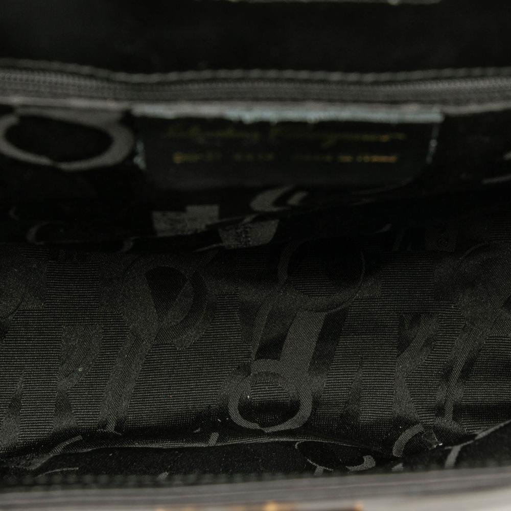 Ferragamo B Ferragamo Black Calf Leather Shoulder Bag Italy