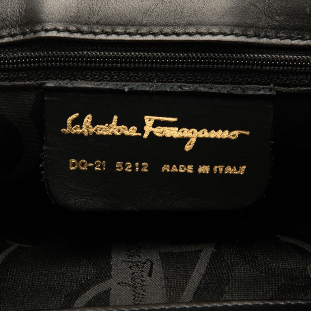 Ferragamo B Ferragamo Black Calf Leather Shoulder Bag Italy