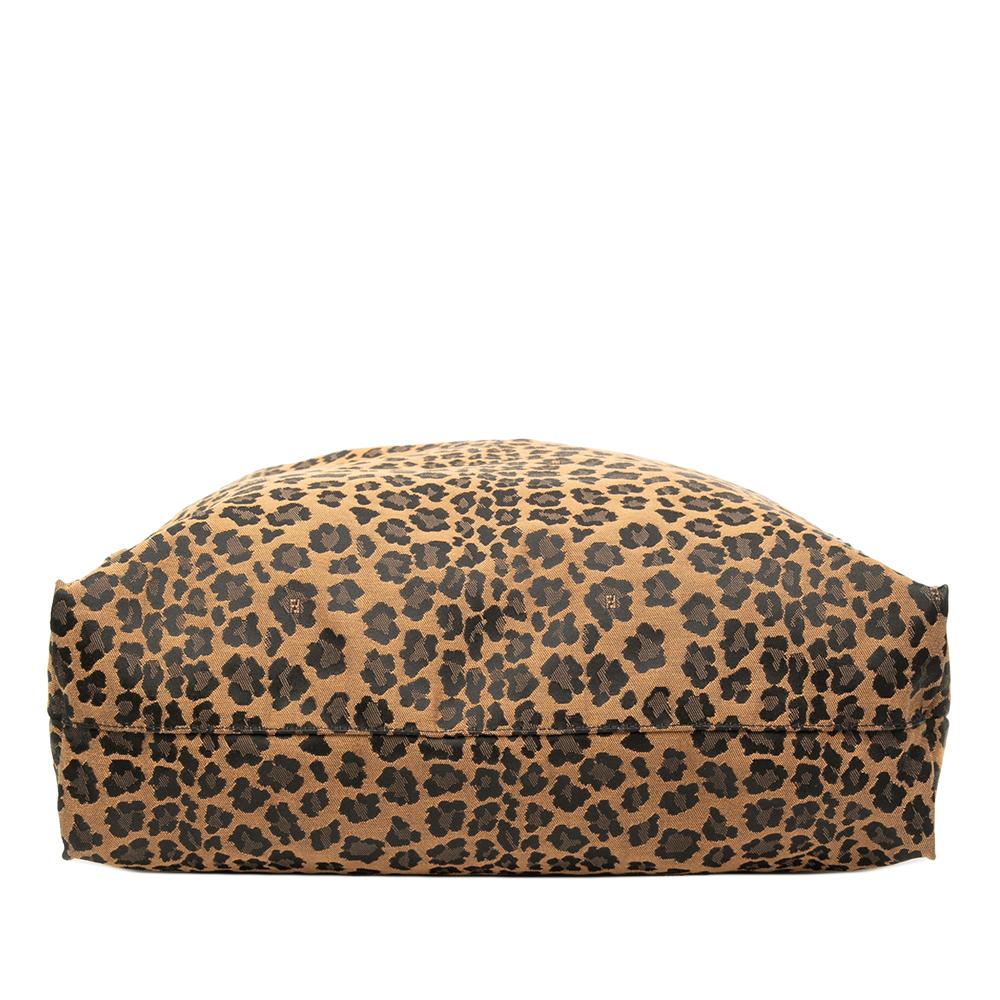 Fendi AB Fendi Brown Canvas Fabric Leopard Print Tote Italy