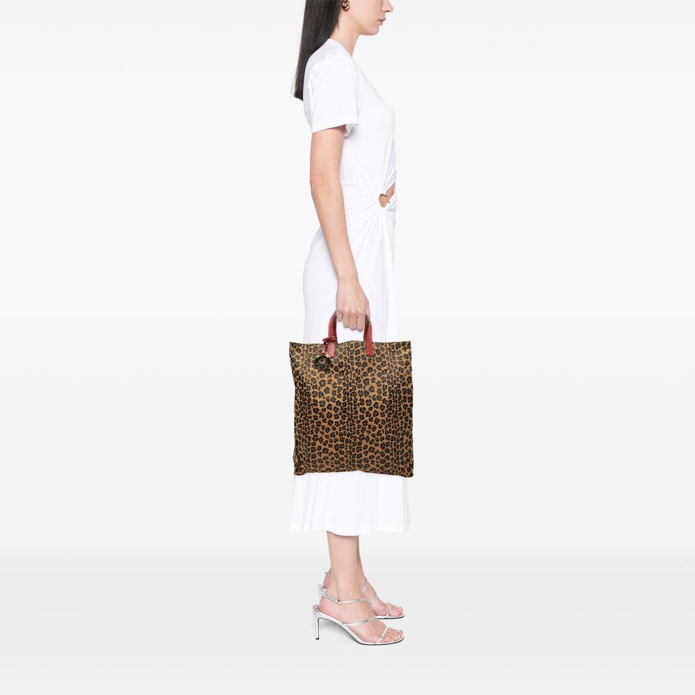 Fendi AB Fendi Brown Canvas Fabric Leopard Print Tote Italy