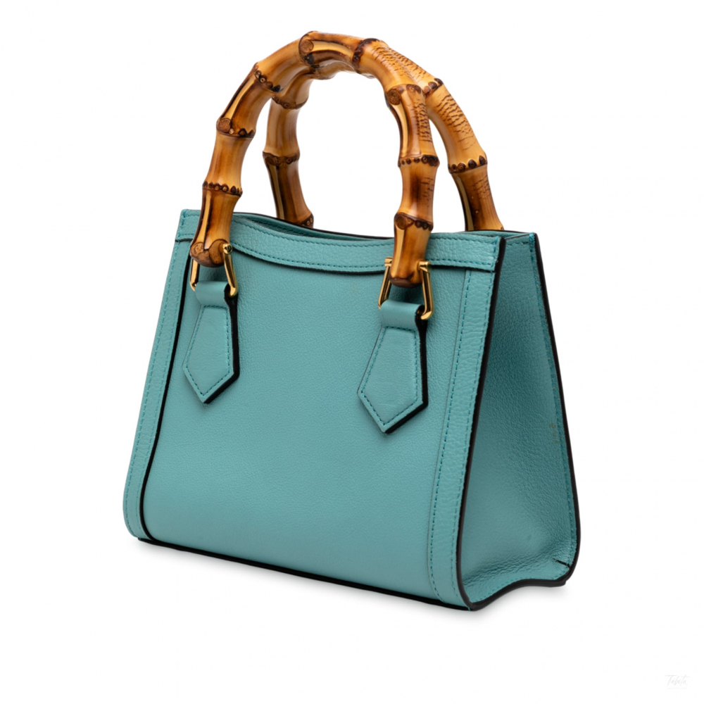 Gucci Diana Mini Leather Tote Handbag Blue