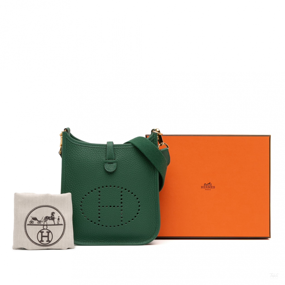 Hermès Evelyne 16 TPM Taurillon Clemence Leather Amazone Hobo Crossbody Vert Moyen