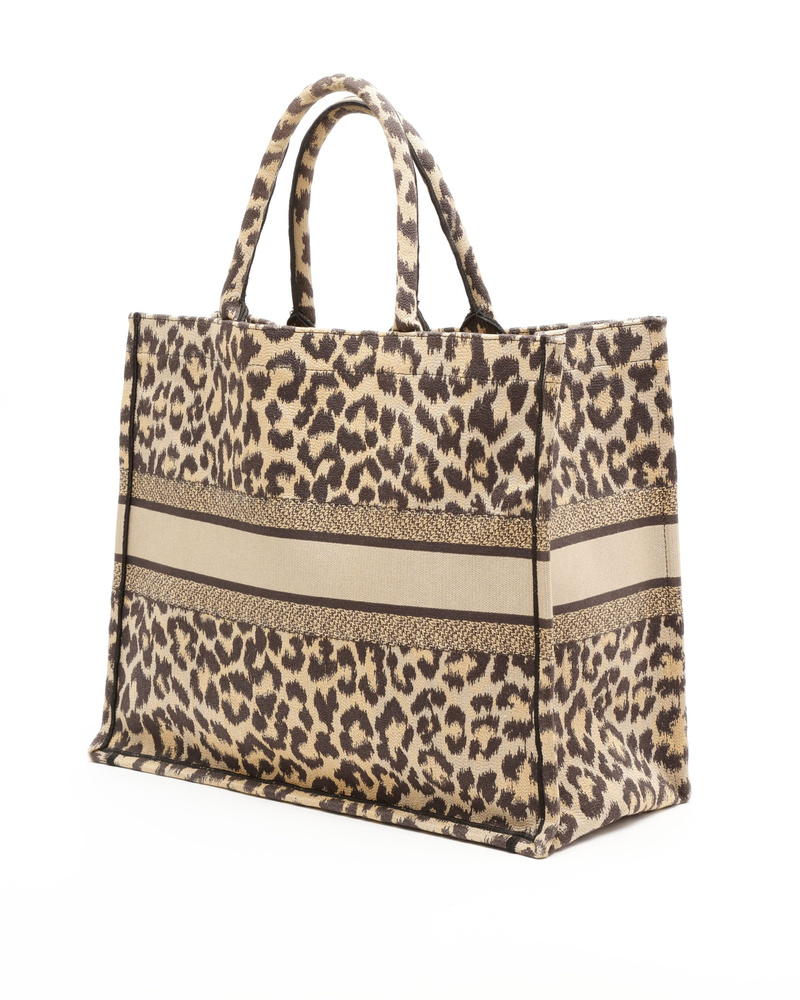 Christian Dior Large Leopard Mizza Book Tote Bag